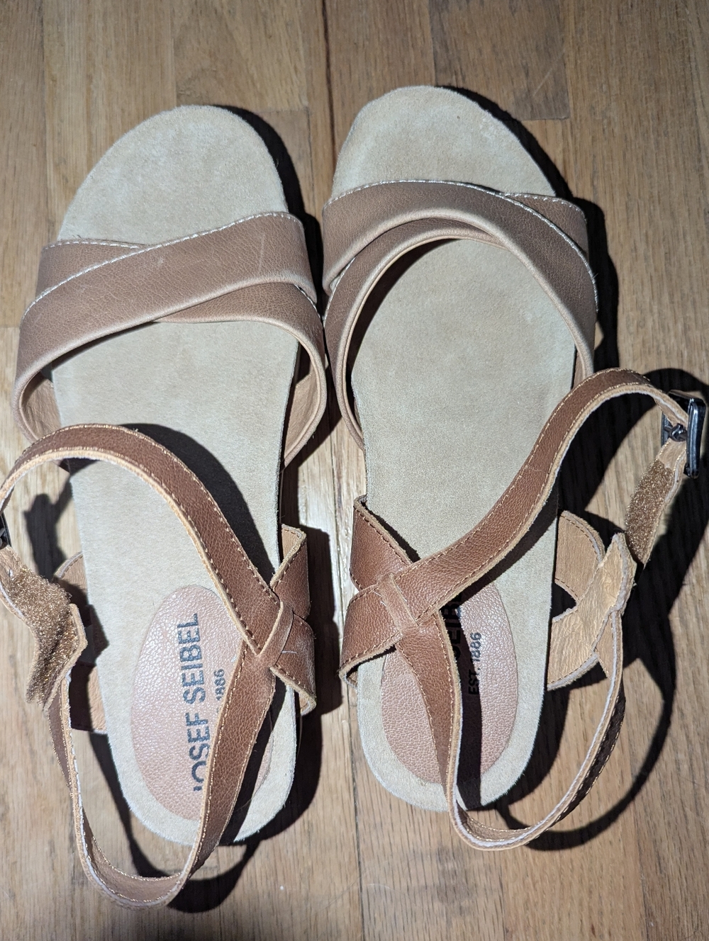 Josef Seibel Brown Leather Slingback Sandals Size 40 Comfort Open Toe Buckle